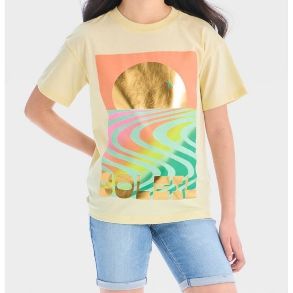 Cat & Jack girl's Oversized Soleil graphic T-shirt size XXL 16/18 yellow